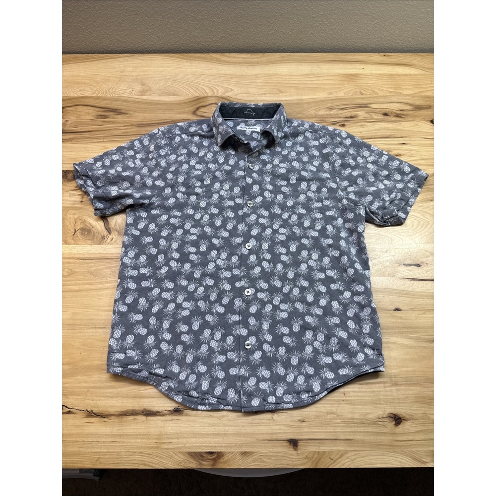 Tommy Bahama Shirt Men's Medium Pineapple Print Relax Fit Pocket Beach Button Up